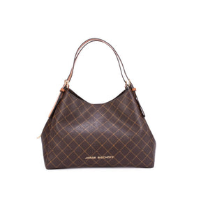 Bolsa Hobo Monograma JB Marrom Caramelo Amêndoa