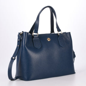 Bolsa Tote Grande Azul Marinho Estelar Couro