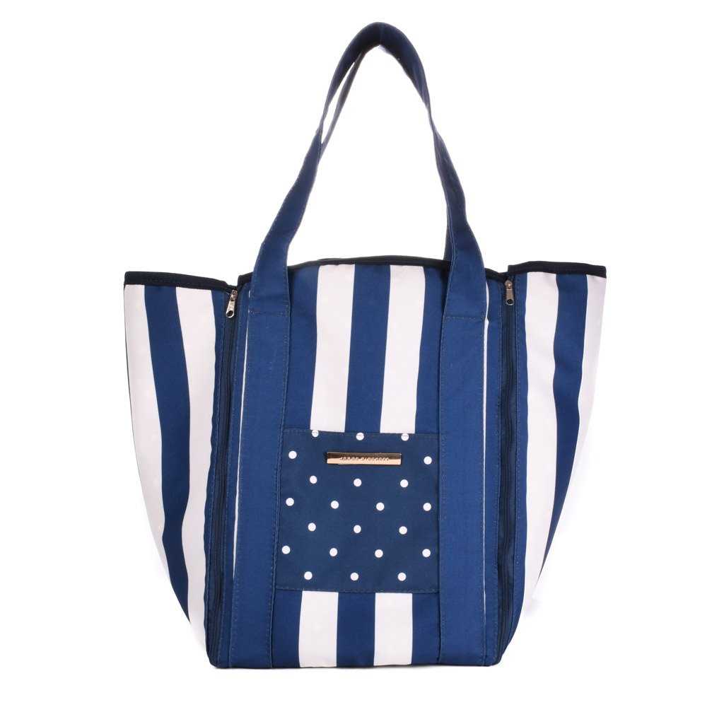 Bolsa Toalha Piquenique Azul Marinho Estelar Branco Vermelho Tulipa Floral Xadre