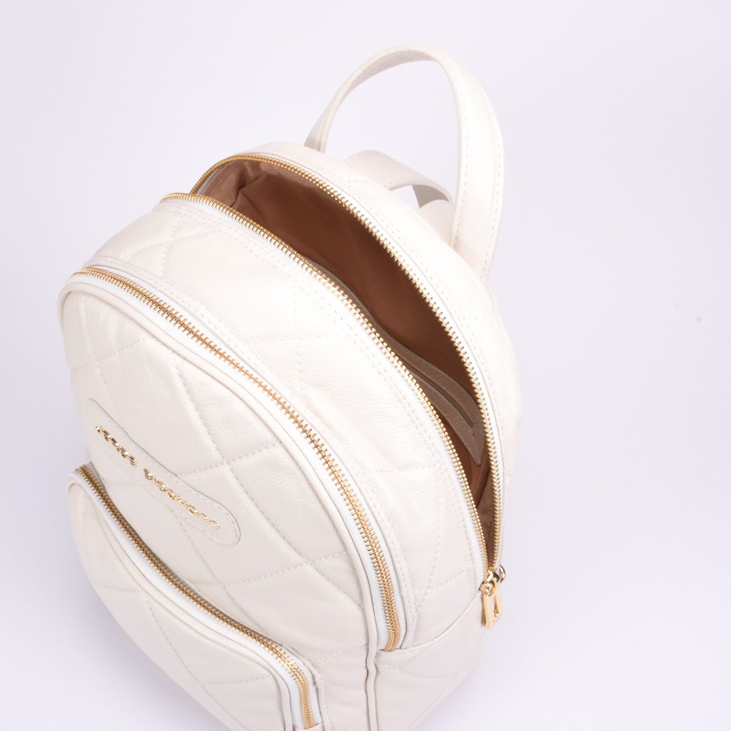 Mochila Couro Branco Matelassê