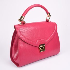 Bolsa Satchel Grande Couro Rosa