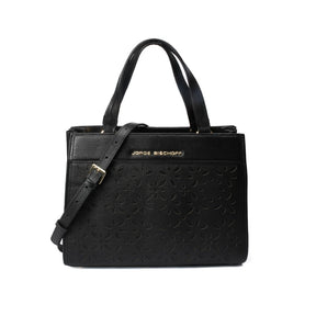 Bolsa Tote Couro Preto Laser Cut Floral