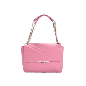 Bolsa de Ombro Rosa Peony Matelassê Couro