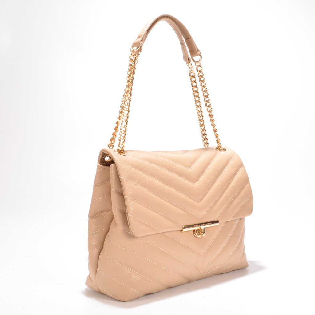 Bolsa de Ombro Nude Sand Matelassê Couro