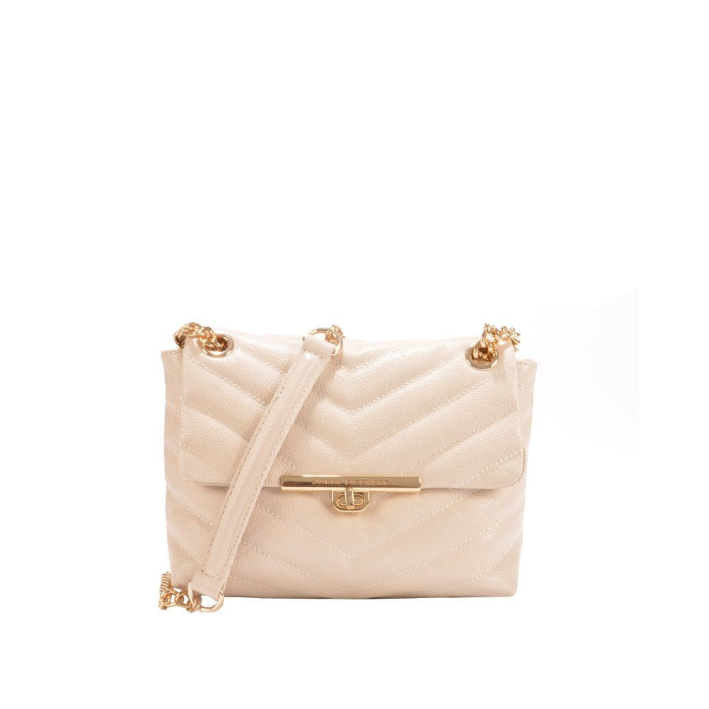 Bolsa de Ombro Pequena Off White Brulée Couro