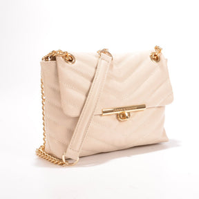 Bolsa de Ombro Pequena Off White Brulée Couro