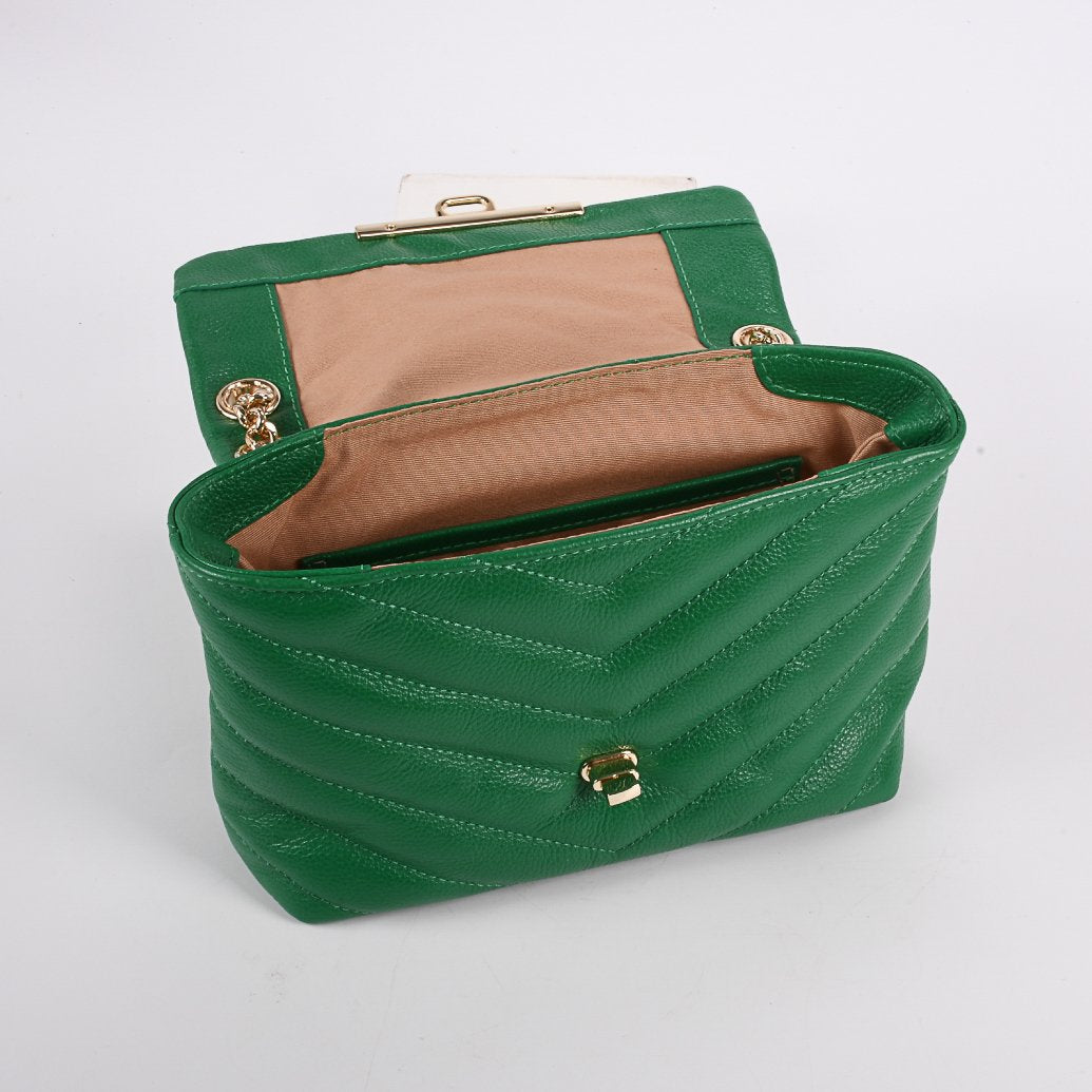 Bolsa de Ombro Pequena Verde Tropical Green Couro