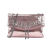 Bolsa Transversal Rosa Antique Metalizado Tachas