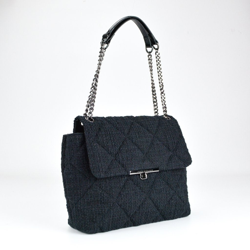 Bolsa Estruturada Preto Matelassê Tweed