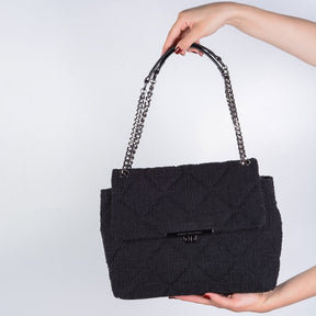 Bolsa Estruturada Preto Matelassê Tweed