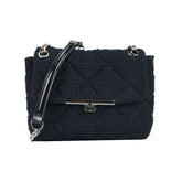 Bolsa de Ombro Preto Matelassê Tweed