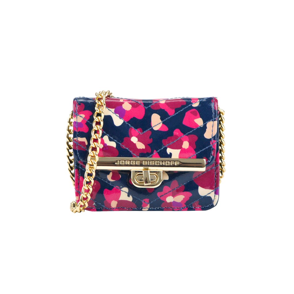 Mini Bag Floral Marinho Eclipse Matelassê