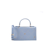 Bolsa Satchel Azul Jeans JB Dourado Couro