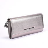 Clutch Couro Grafite Metalizado