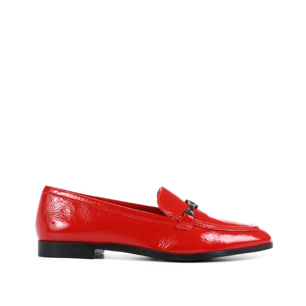 Loafer Rubi Vermelho Salto Baixo Couro