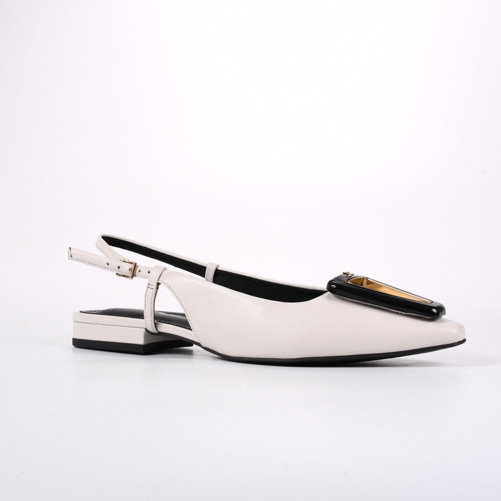 Slingback Branco Blanc Couro JB