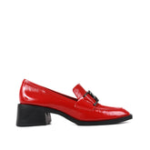 Loafer Vermelho Rubi Bridão Salto Baixo Couro JB