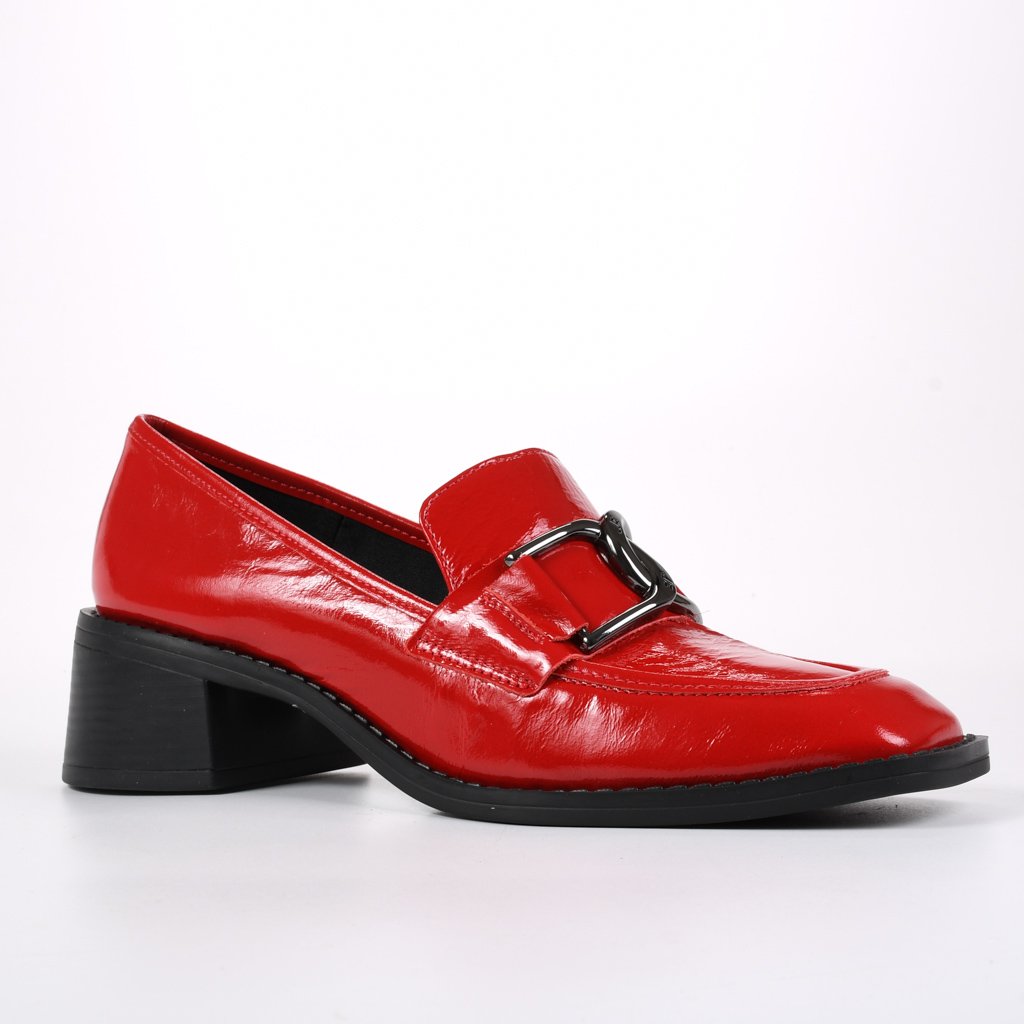 Loafer Vermelho Rubi Bridão Salto Baixo Couro JB