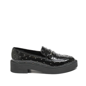 Loafer Preto Tachas Tratorado Couro